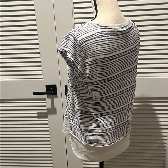 Calvin Klein Navy and White Striped Short Sleeve Top - Picture 5 of 7